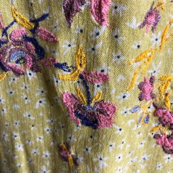 Anthropologie Blank gold pink floral off shoulder top size Small boho spring - Picture 7 of 16